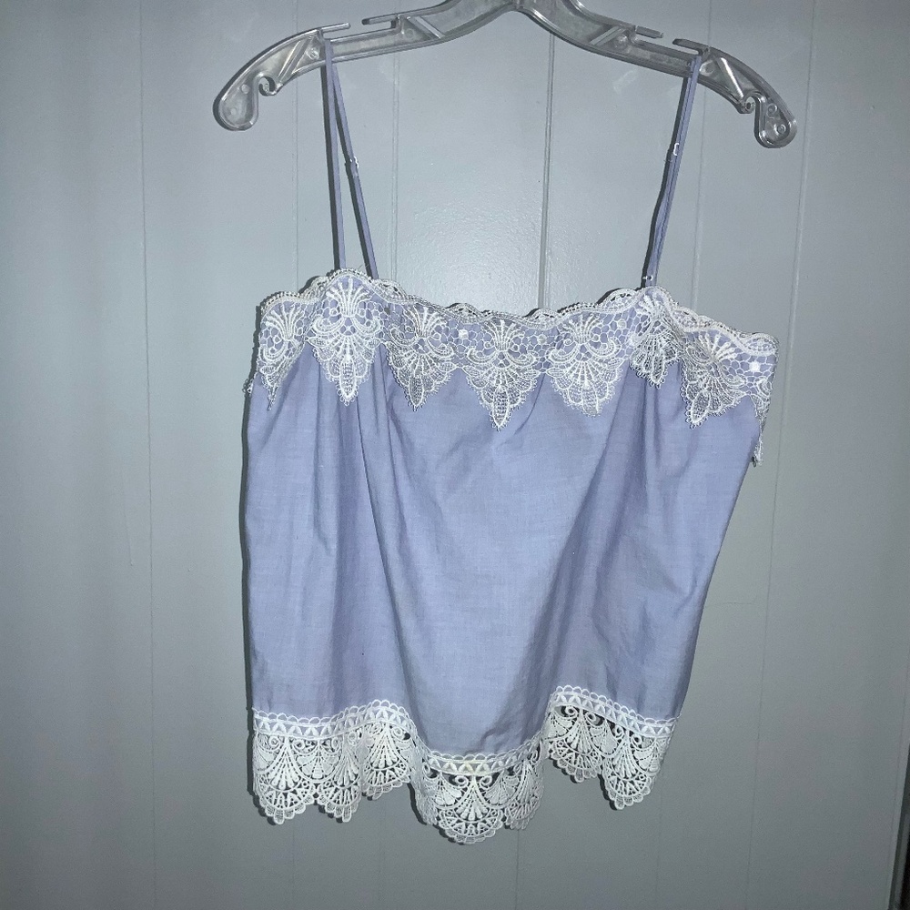 Express blue lace trimmed cotton cami Sz M adjustable straps